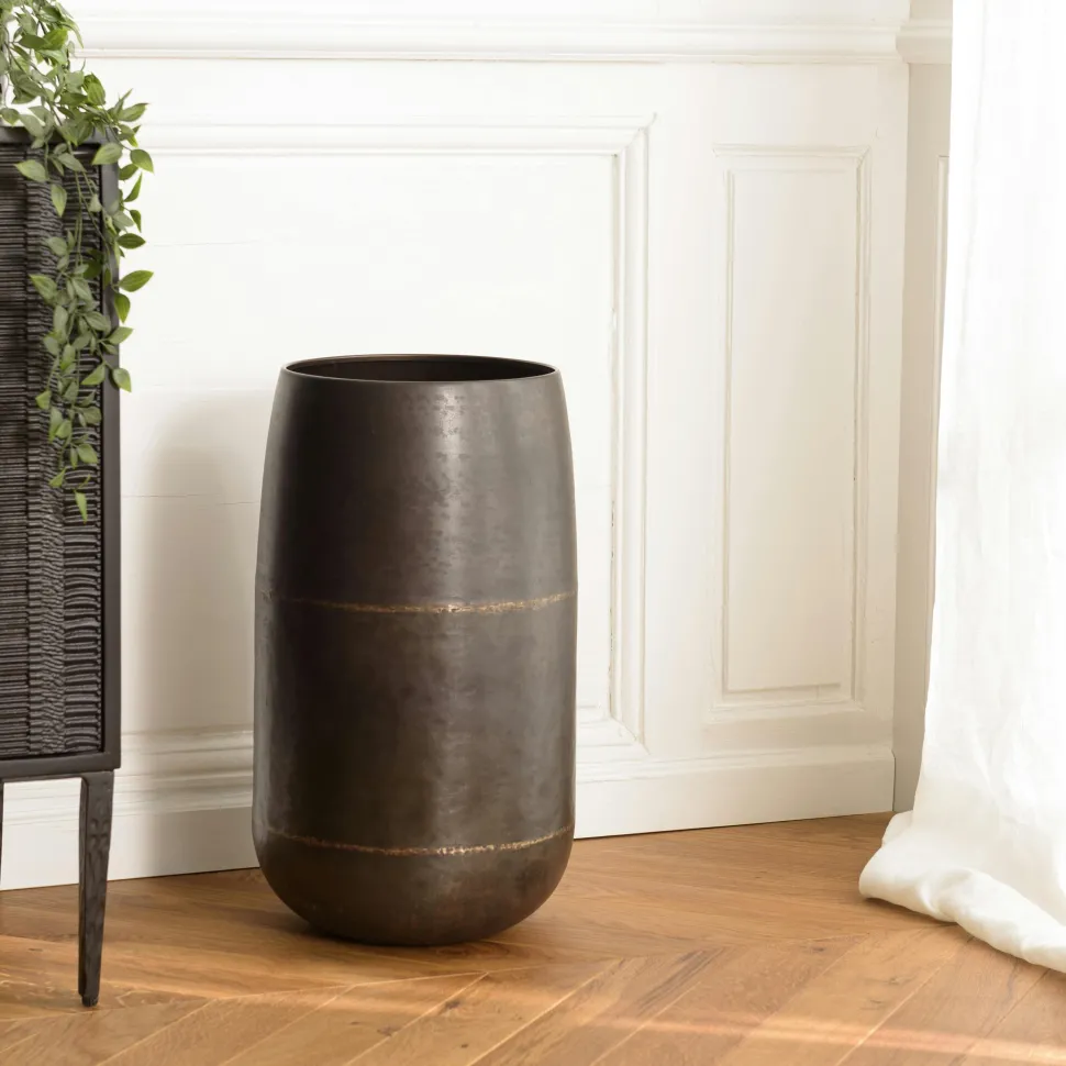 Cache-pot sur pied en métal noir – style moderne, 78 cm