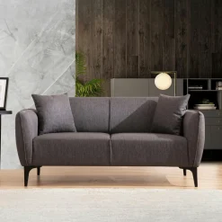 Canapé 2 places anthracite avec couture décorative VILNIUS