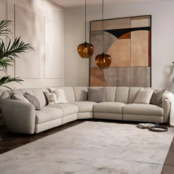 Canapé 2 places blanc beige en tissu HANOI