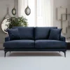 Canapé 2 places bleu en tissu velours 175 cm SEATTLE