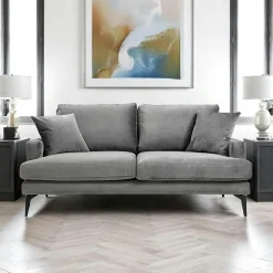 Canapé 2 places bleu en tissu velours 175 cm SEATTLE