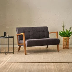 Canapé 2 places compact gris anthracite moderne 124 cm KOS