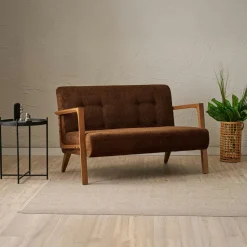 Canapé 2 places compact gris anthracite moderne 124 cm KOS