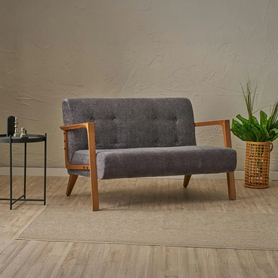Canapé 2 places compact gris anthracite moderne 124 cm KOS