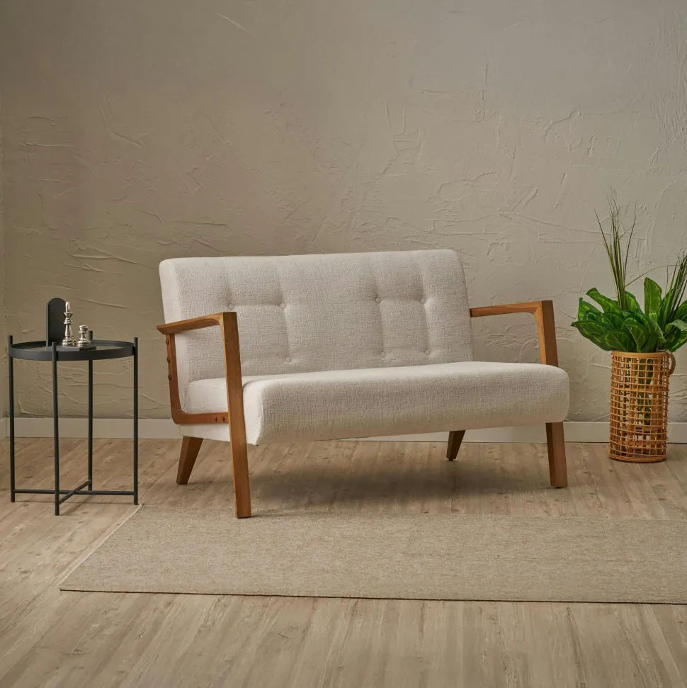 Canapé 2 places compact gris anthracite moderne 124 cm KOS