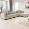 Canapé 5 places en lin beige - avec pouf COLLIOURE