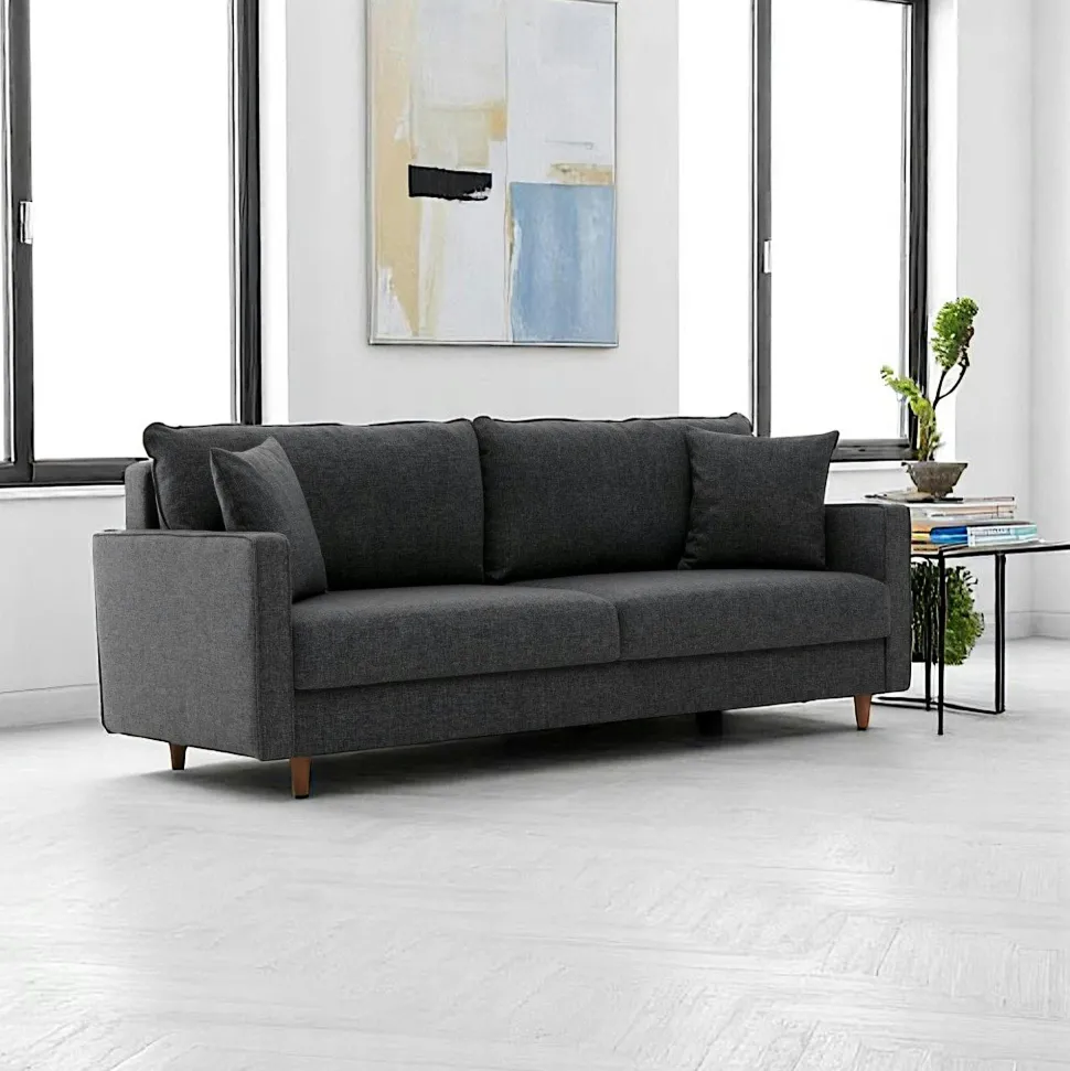 Canapé 2 places gris anthracite - dossier haut COMO