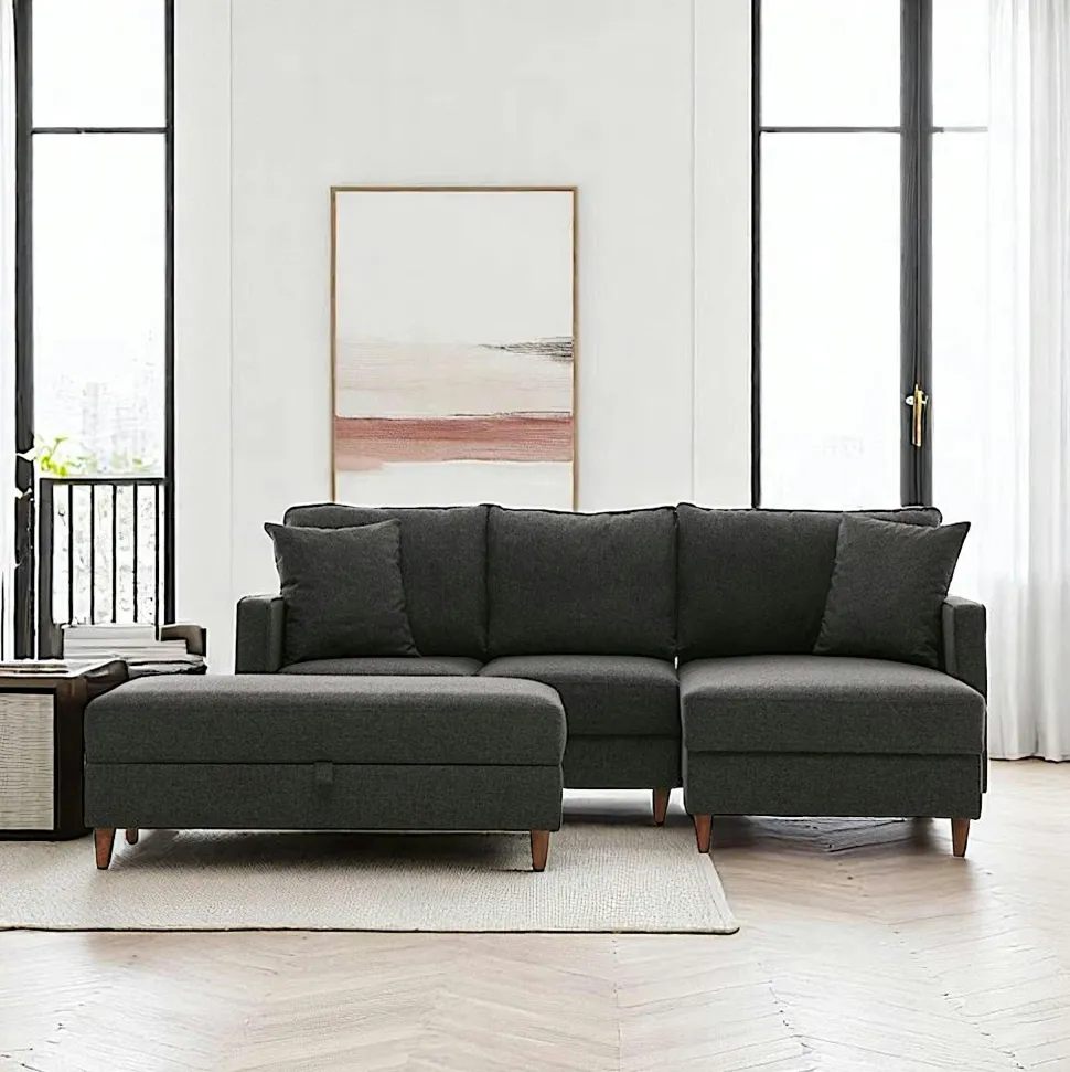 Canapé 2 places gris anthracite - dossier haut COMO