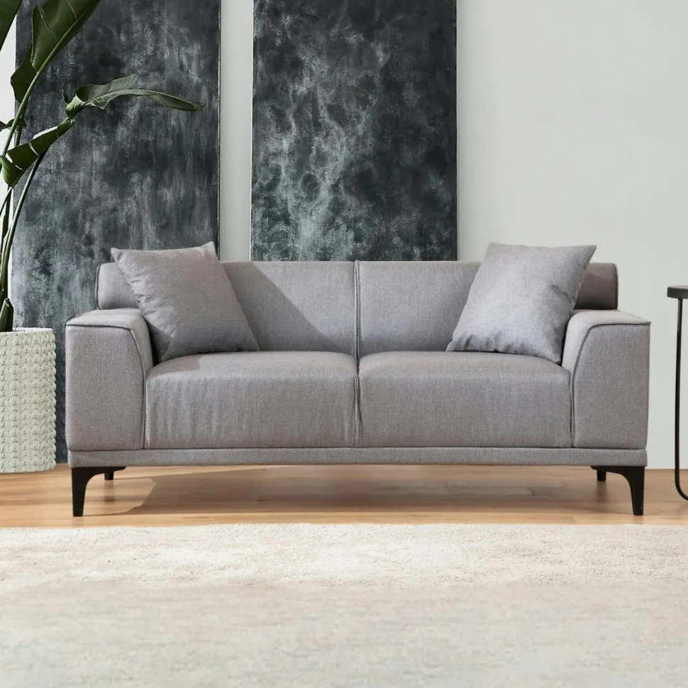Canapé 2 places gris clair - accoudoirs larges ORSAY