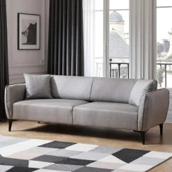 Canapé 3 places gris clair - couture déco VILNIUS