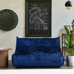 Canapé 3 places marron en tissu plissé 210 cm ARVEN