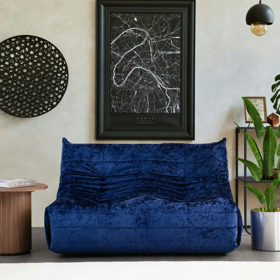 Canapé 3 places marron en tissu plissé 210 cm ARVEN