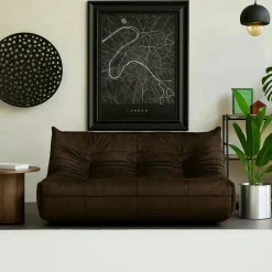 Canapé 2 places marron en tissu plissé 145 cm ARVEN