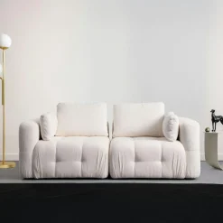 Canapé 2 places modulable blanc, forme organique BARI