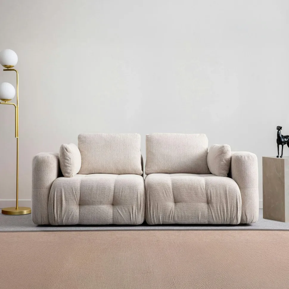 Canapé 2 places modulable bleu foncé, forme organique BARI
