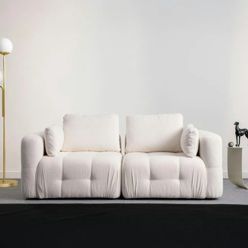 Canapé 2 places modulable beige, forme organique BARI