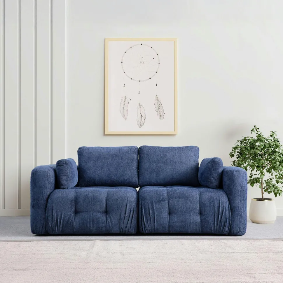 Canapé 2 places modulable beige, forme organique BARI