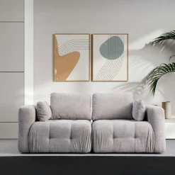 Canapé 2 places modulable gris clair, forme organique BARI