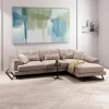 Canapé d'angle beige - dossier inclinable, côté droit MILO
