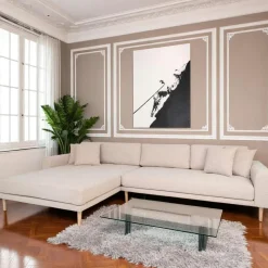 Canapé d'angle beige sable - côté gauche, 290 cm AMSTERDAM