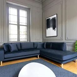 Canapé d'angle bleu nuit - côté gauche, 257 cm AMSTERDAM