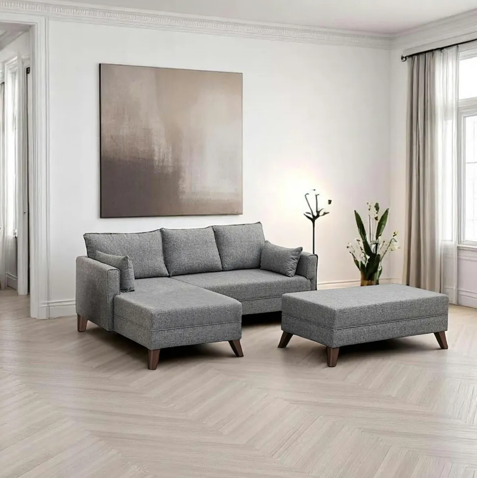 Canapé d’angle convertible gris chiné – côté gauche SPLIT