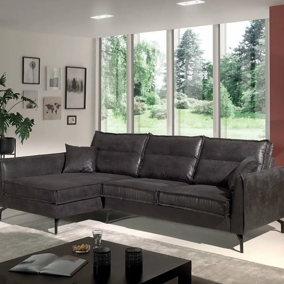 Canapé d'angle droit gris EPIKA