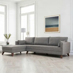 Canapé d'angle gris chiné - 275 cm, côté gauche SPLIT