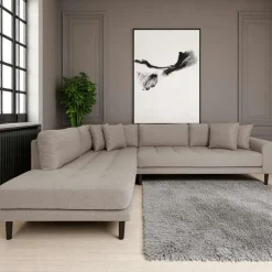 Canapé d'angle gris minéral - côté gauche, 257 cm AMSTERDAM