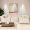 Canapé d'angle modulable beige, tissu lin OSTUNI