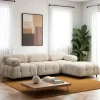 Canapé d'angle modulable beige - tissu bouclette RONDA