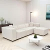 Canapé d'angle modulable écru - tissu lin OSTUNI