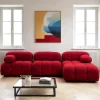 Canapé d'angle modulable rouge - tissu bouclette RONDA