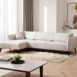 Canapé d'angle sable - couture déco, côté gauche VILNIUS