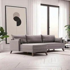 Canapé d'angle taupe - 275 cm, côté gauche SPLIT