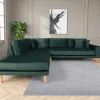 Canapé d'angle vert foncé - côté gauche, 257 cm AMSTERDAM
