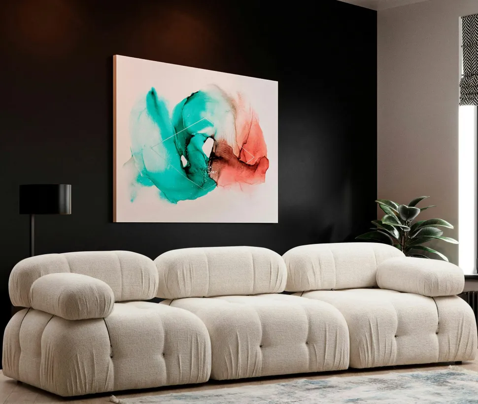 Canapé modulable 3 places - velours beige RONDA