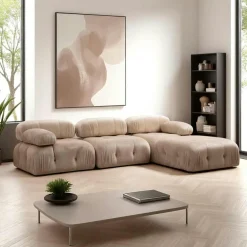Canapé modulable 3 places - velours beige RONDA