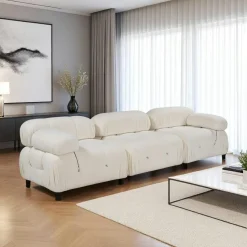 Canapé modulable 3 places - velours beige RONDA