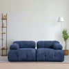 Canapé modulable 2 places bleu, assise profonde 190 cm ICA
