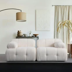 Canapé modulable 2 places blanc, assise profonde 190 cm ICA