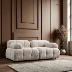 Canapé modulable 2 places blanc, assise profonde 190 cm ICA