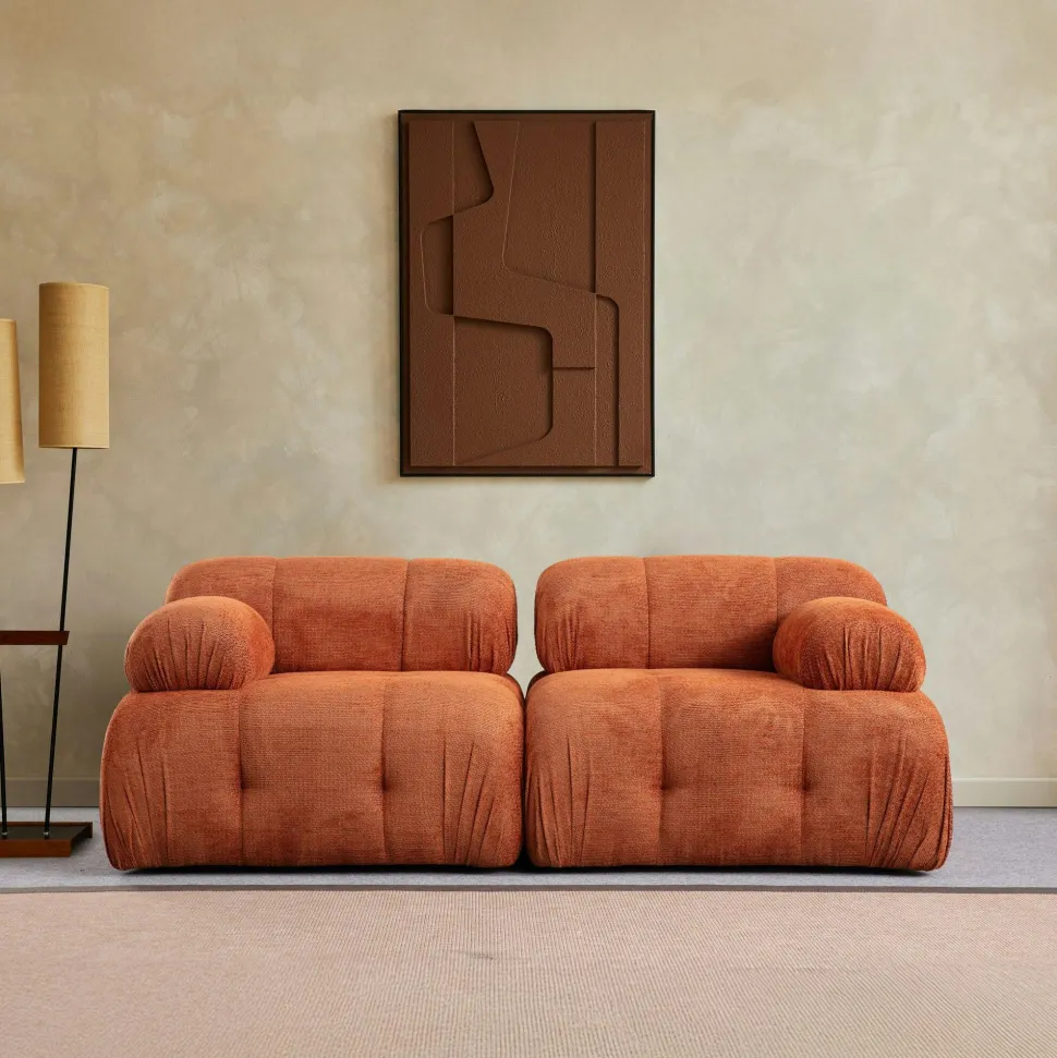 Canapé modulable 2 places écru, assise profonde 190 cm ICA