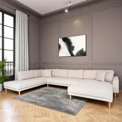 Canapé panoramique beige sable - côté droit, 370 cm AMSTERDAM