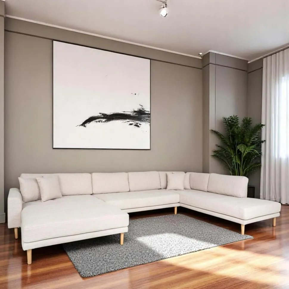 Canapé panoramique beige sable - côté gauche, 370 cm AMSTERDAM