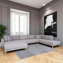 Canapé panoramique gris clair - côté droit, 370 cm AMSTERDAM