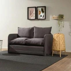 Canapé-lit d'appoint en tissu gris foncé, 2 personnes ORURO