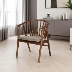 Chaise à barreaux - velours taupe TENA