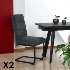 Chaise à dossier haut en tissu anthracite (lot de 2) LOMBARDIE