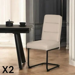 Chaise à dossier haut en tissu anthracite (lot de 2) LOMBARDIE